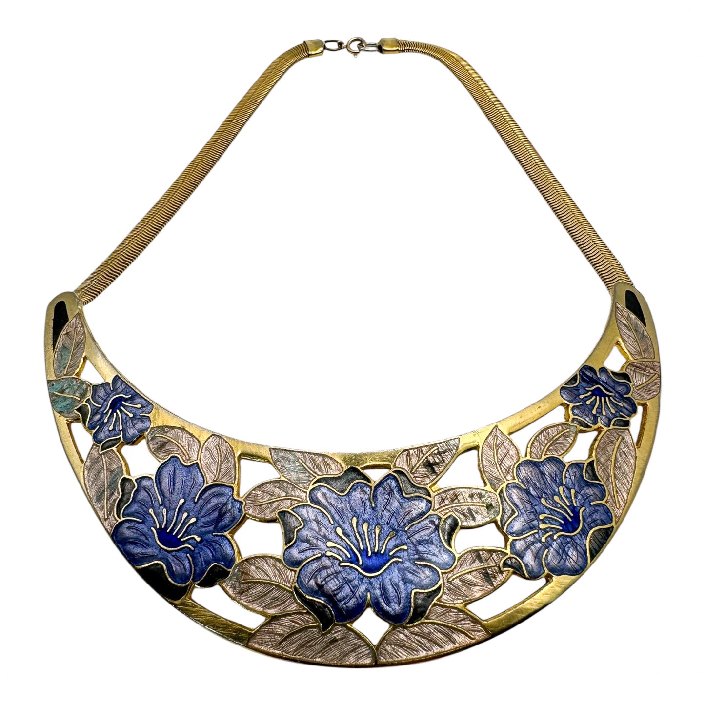 Vintage Fish & Crown Cloisonné Enamel Necklace