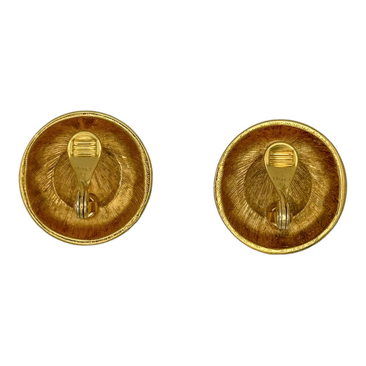 Vintage Monet Black & Ivory Enamel Geometric Clip-On Earrings