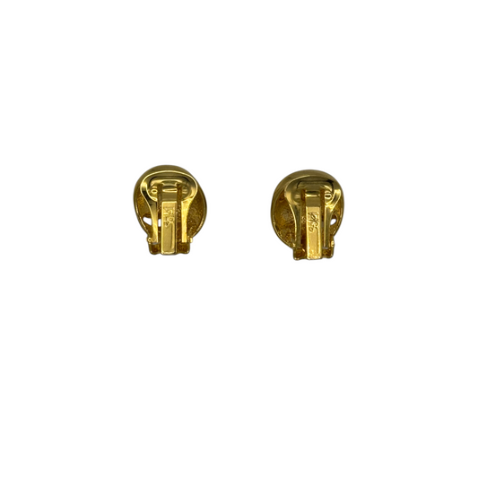 Vintage Soleil 18ct Gold-Plated Green Enamel Clip-On Earrings — 1980s