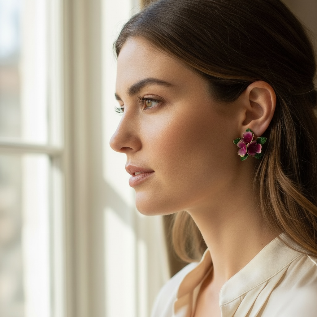 antique earrings styled on ear vintage look