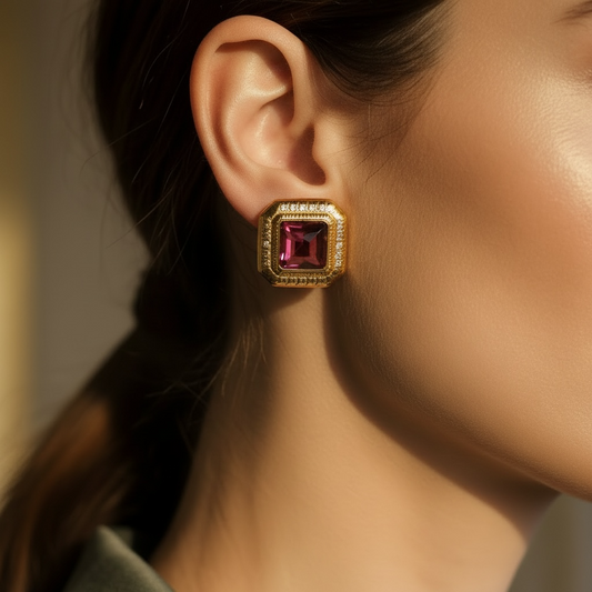 vintage monet earrings styled on ear