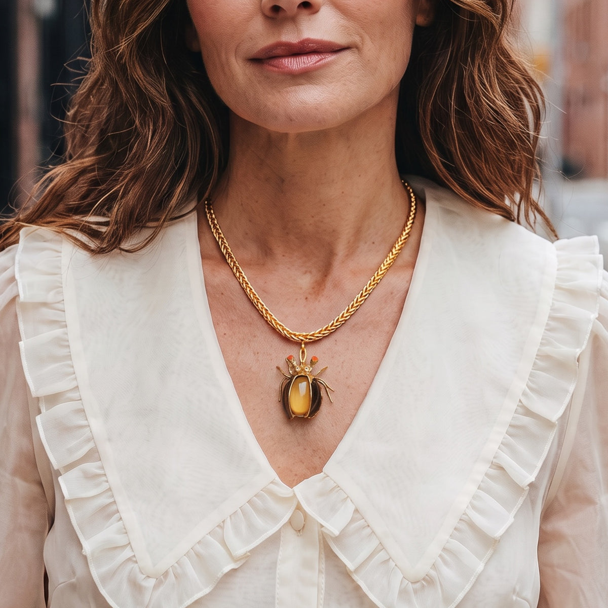 Antika 1920'ler Örümcek Broş Pandantifli Vintage Choker — 1950 - 1980ler