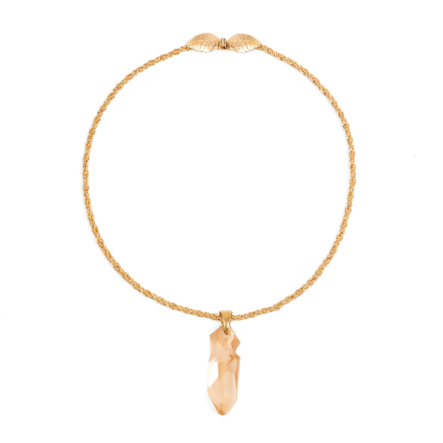 Vintage Gold Rope Chain Choker with Jean Paul Gaultier Swarovski Kaputt Honey Pendant — 1980s