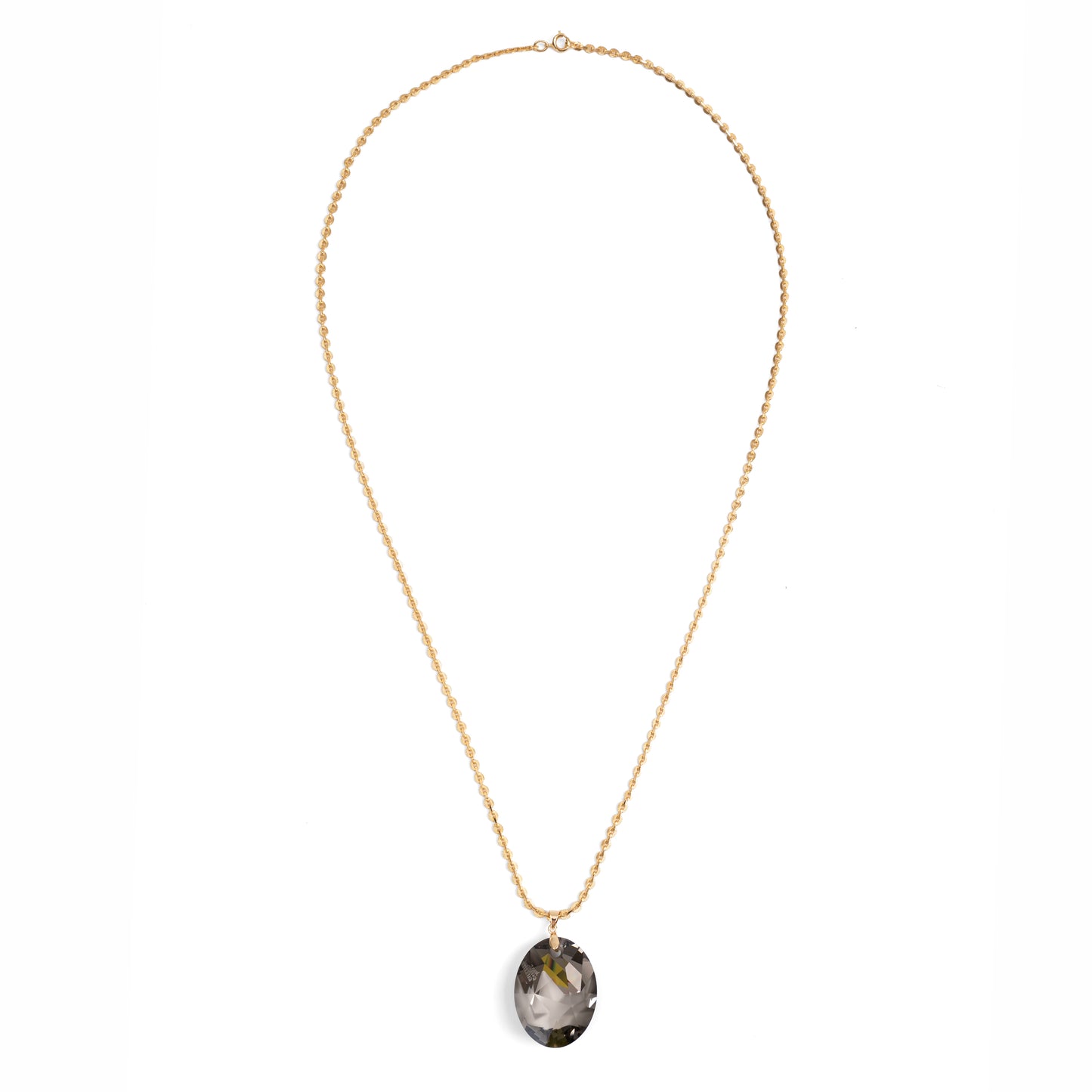 Vintage Necklace with Jean Paul Gaultier Swarovski Reversible Oval Pendant — 1980s
