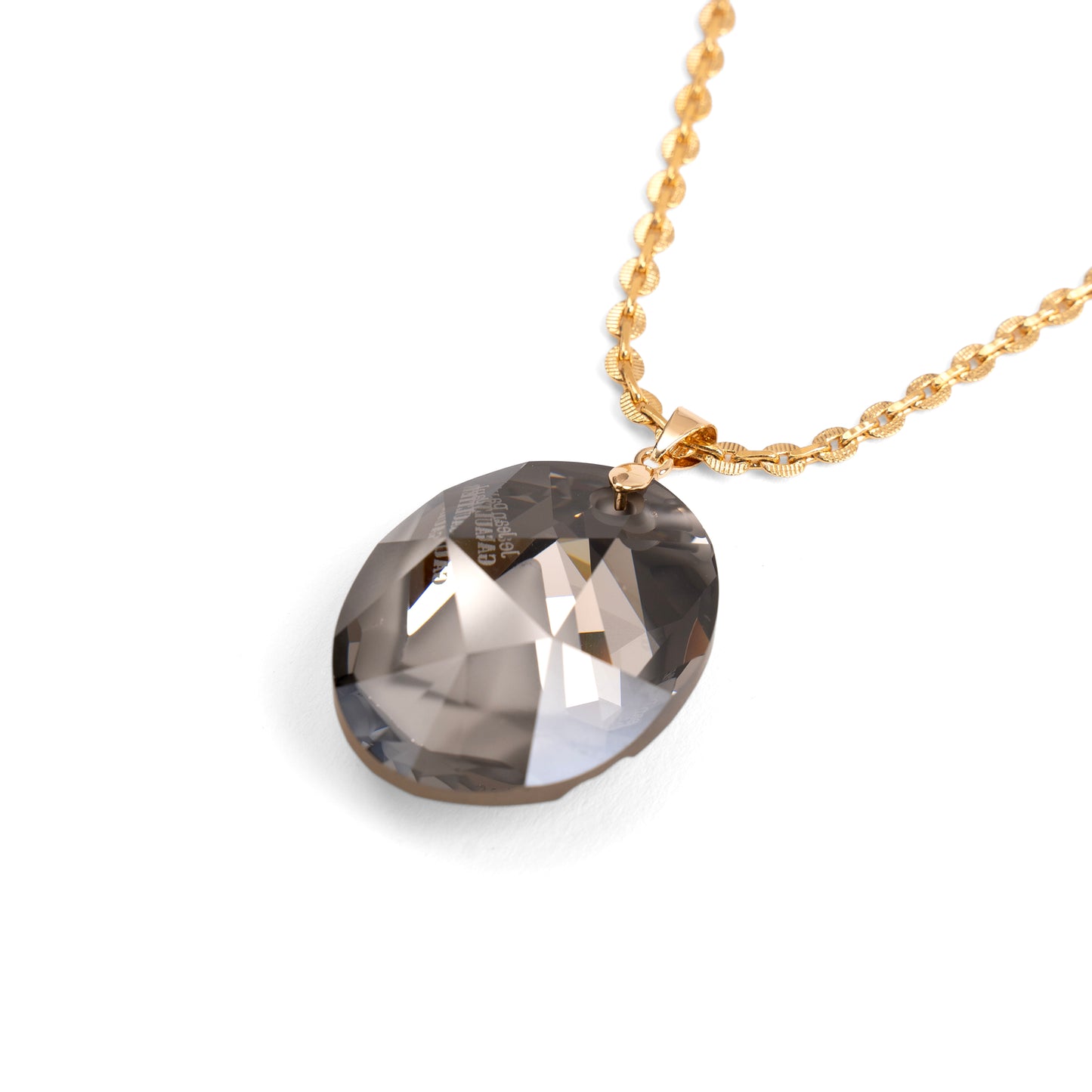 Vintage Necklace with Jean Paul Gaultier Swarovski Reversible Oval Pendant — 1980s