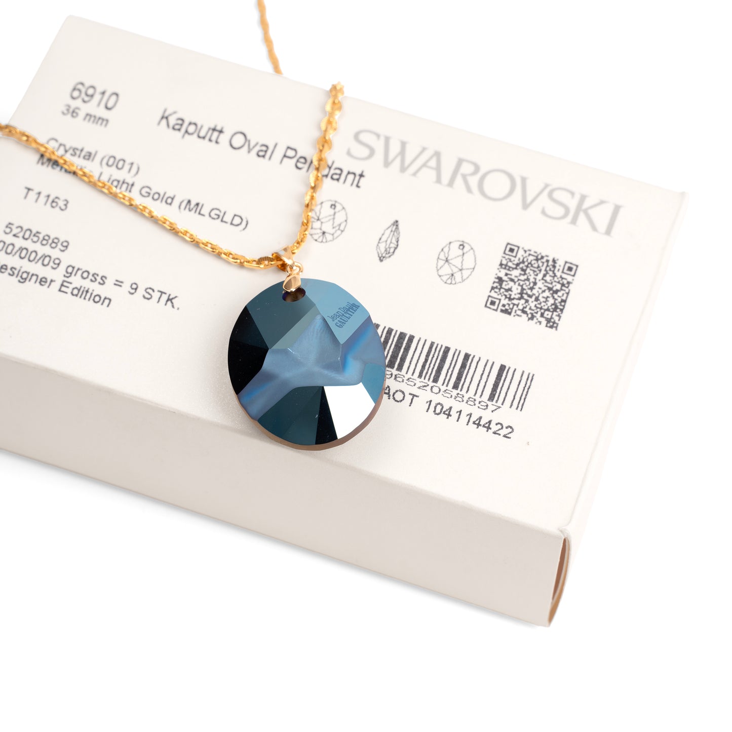Vintage Necklace with Jean Paul Gaultier Swarovski Reversible Oval Pendant — 1980s