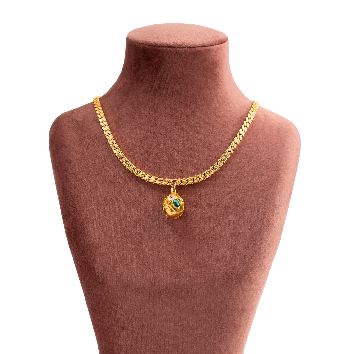 Vintage Gold Choker with Joan Rivers Fabergé Egg Pendant — 1980s