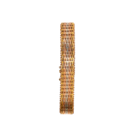 Vintage Tri-Color Gold, Copper & Silver Woven Mesh Bracelet — 1970s