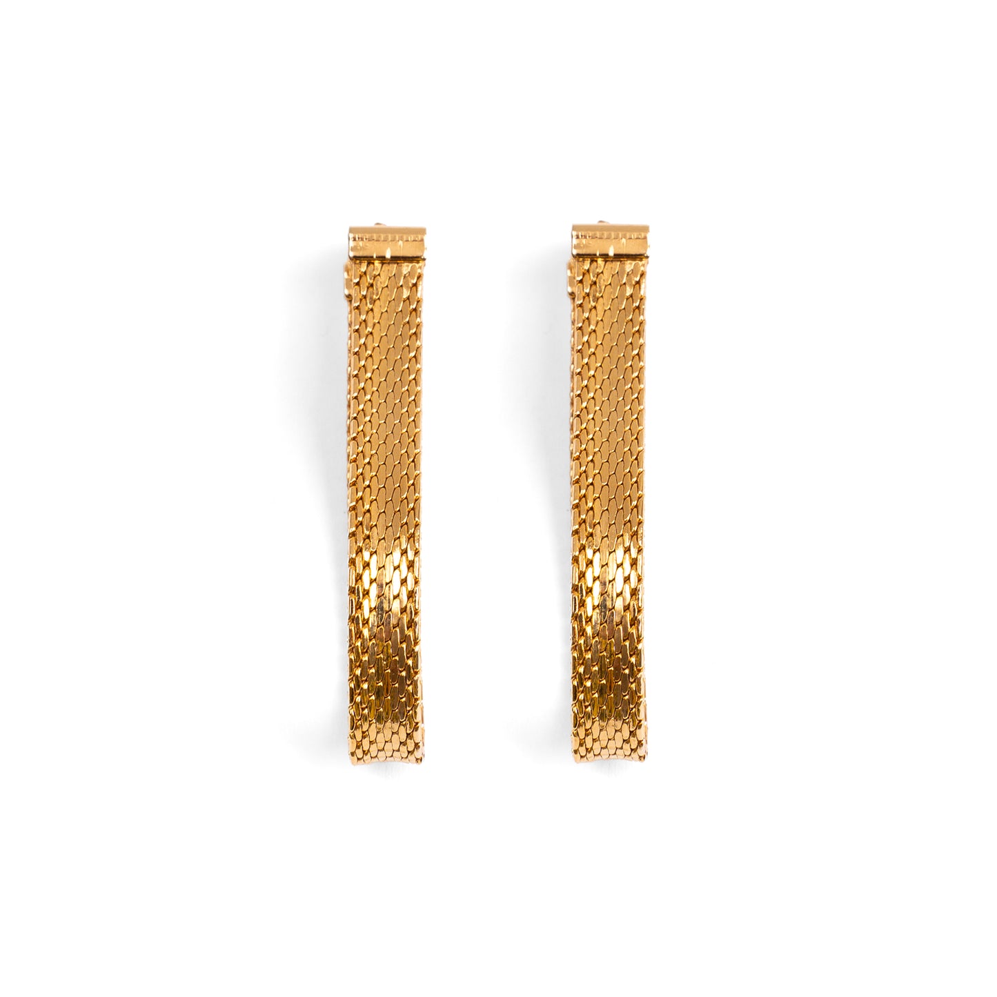 Vintage 18ct Gold Plated Woven Drop Earrings — 1980s