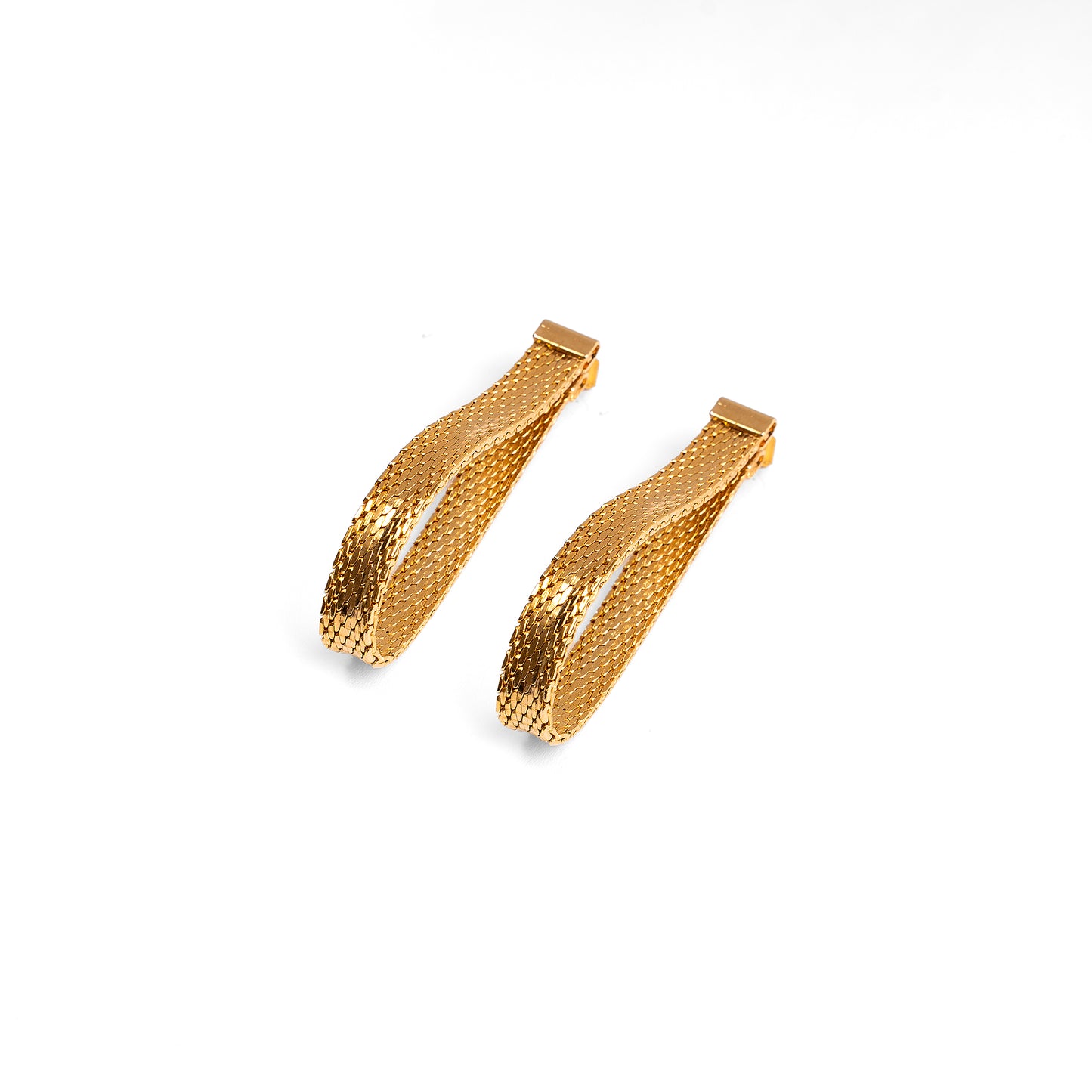 Vintage 18ct Gold Plated Woven Drop Earrings — 1980s
