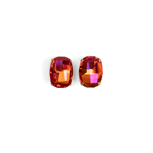 Vintage Swarovski Gün Batımı Pembe & Turuncu Elmas Kesim Kristal Küpe