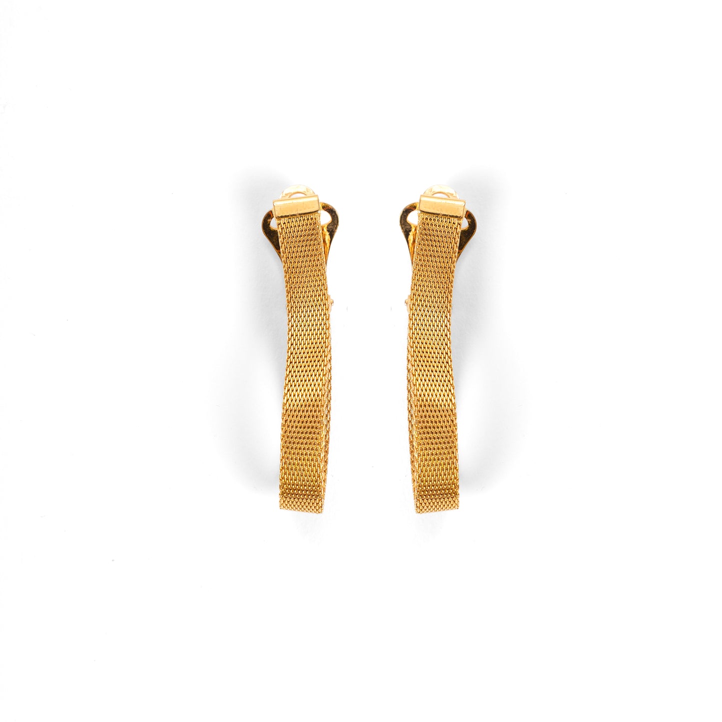 Vintage 18ct Gold Plated Woven Drop Earrings — 1980s