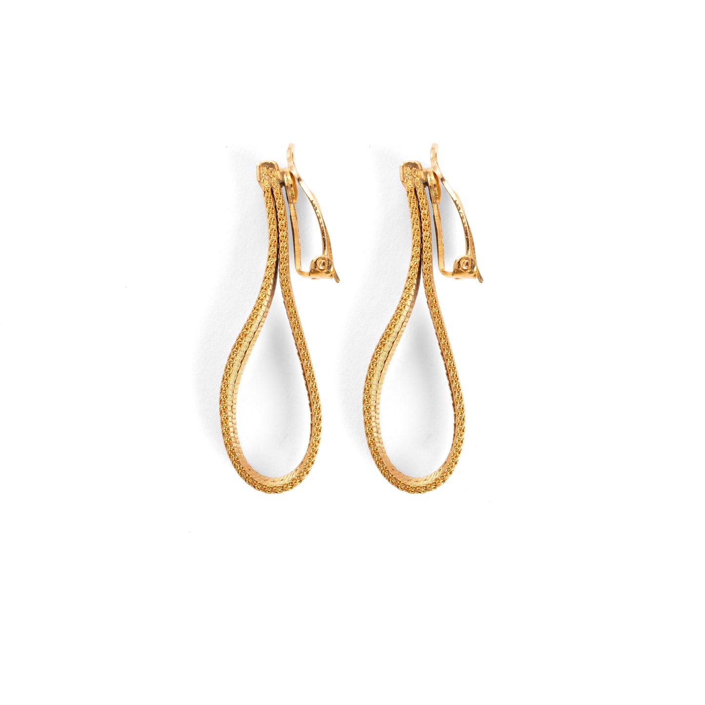 Vintage 18ct Gold Plated Woven Drop Earrings — 1980s