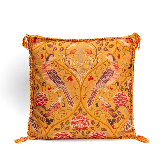 William Morris Bird Print Cushion Cover — Golden Colourway