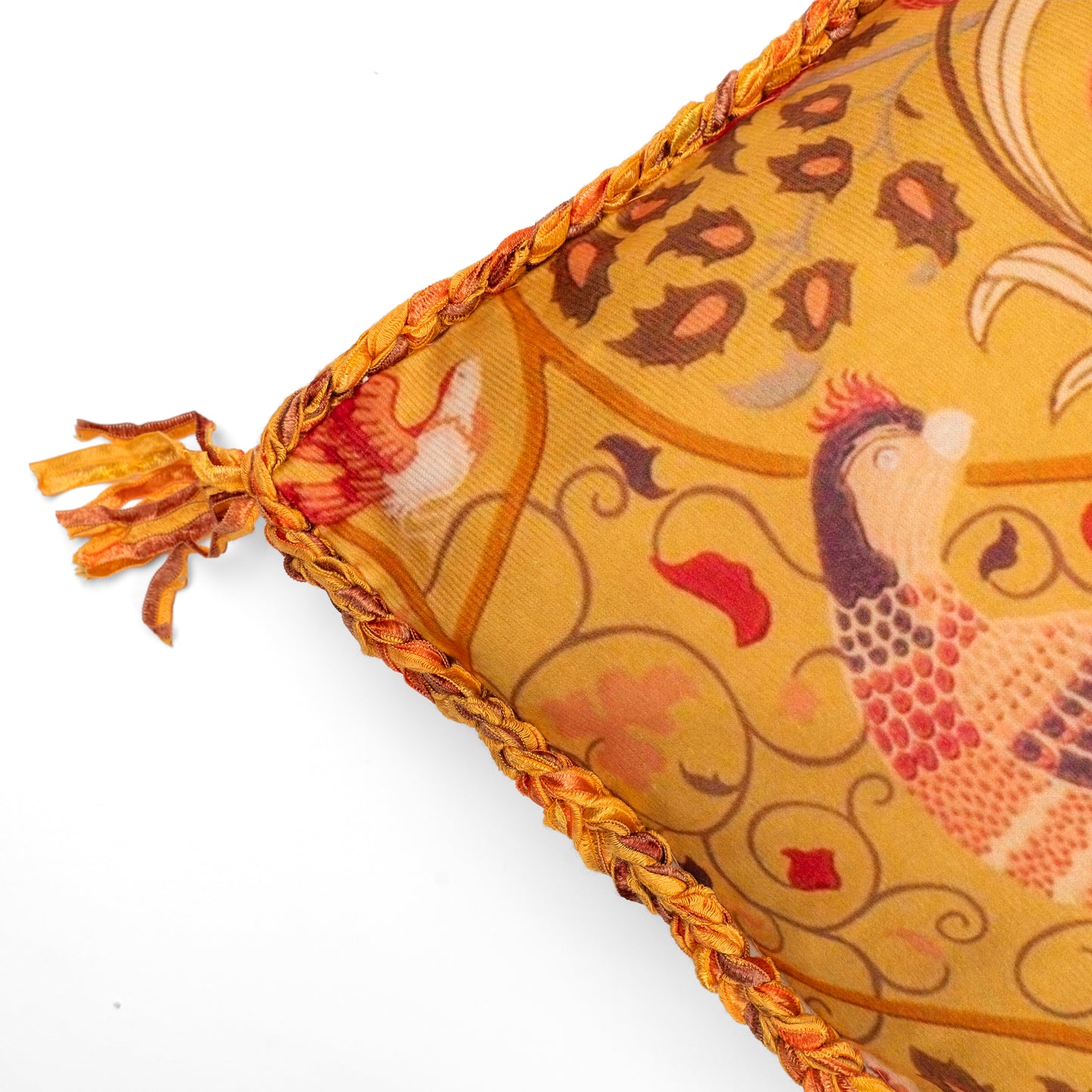 William Morris Bird Print Cushion Cover — Golden Colourway