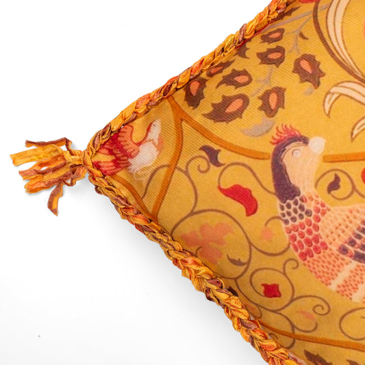 William Morris Bird Print Cushion Cover — Golden Colourway