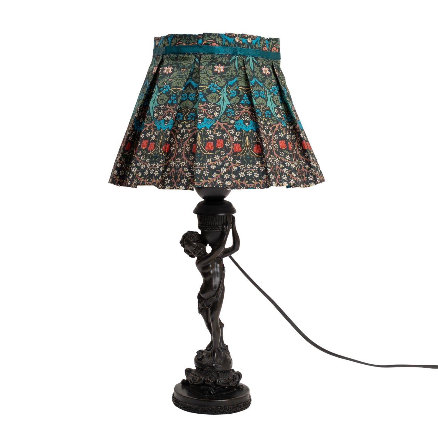 William Morris Blackthorn Dark Print Pleated Lampshade Cover — Vintage Style