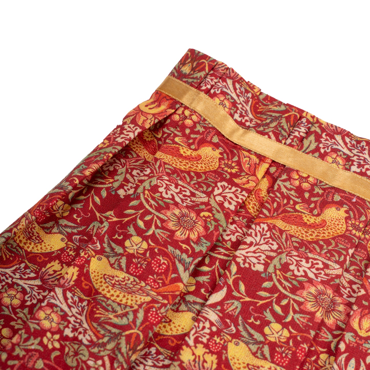 William Morris Strawberry Thief Crimson Print Pleated Lampshade Cover — Vintage Style