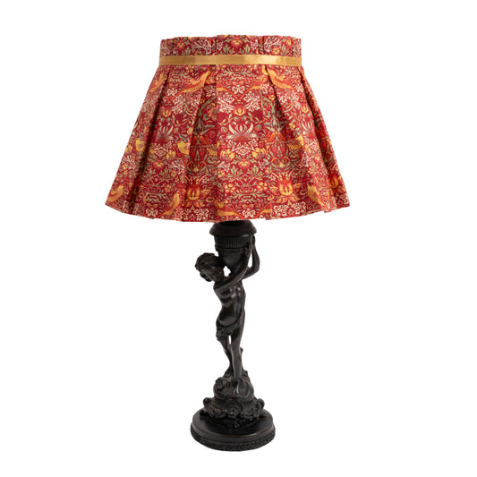 William Morris Strawberry Thief Crimson Print Pleated Lampshade Cover — Vintage Style