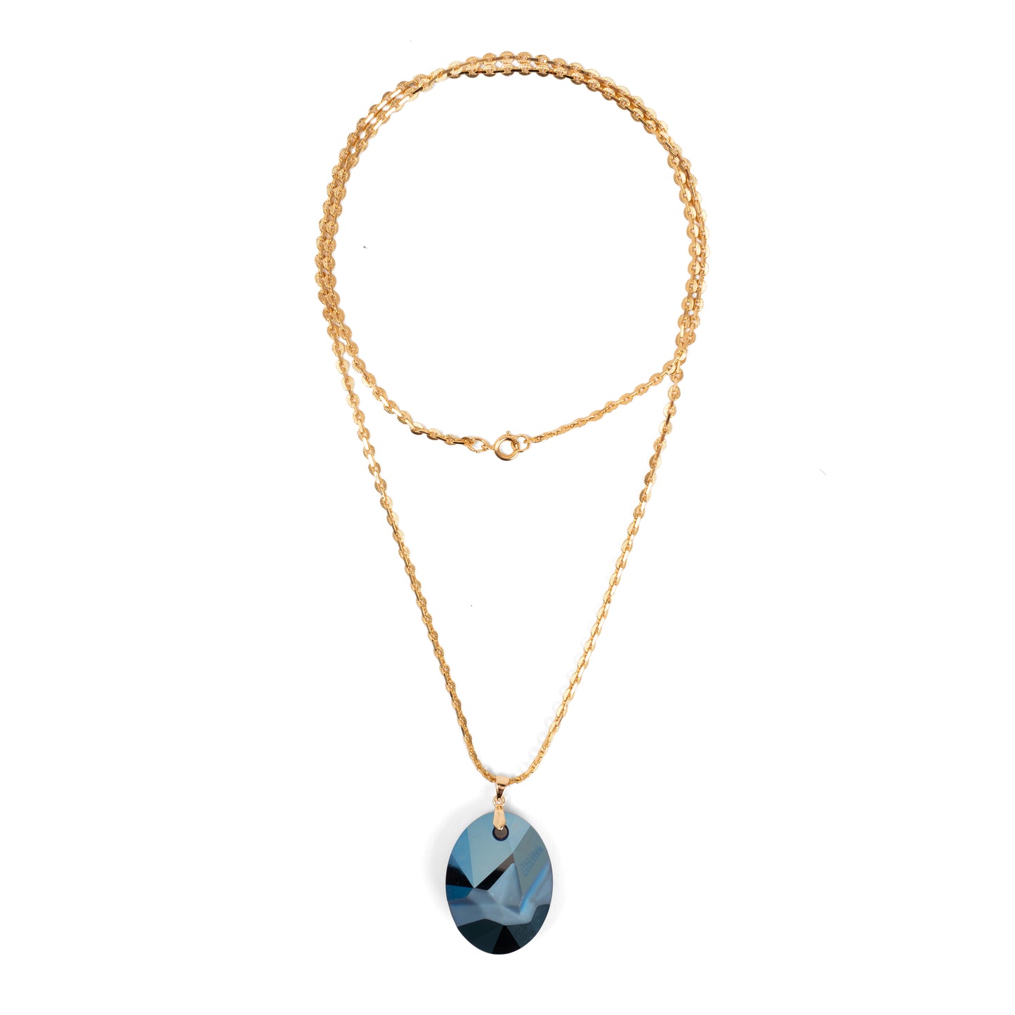 Vintage Necklace with Jean Paul Gaultier Swarovski Reversible Oval Pendant — 1980s