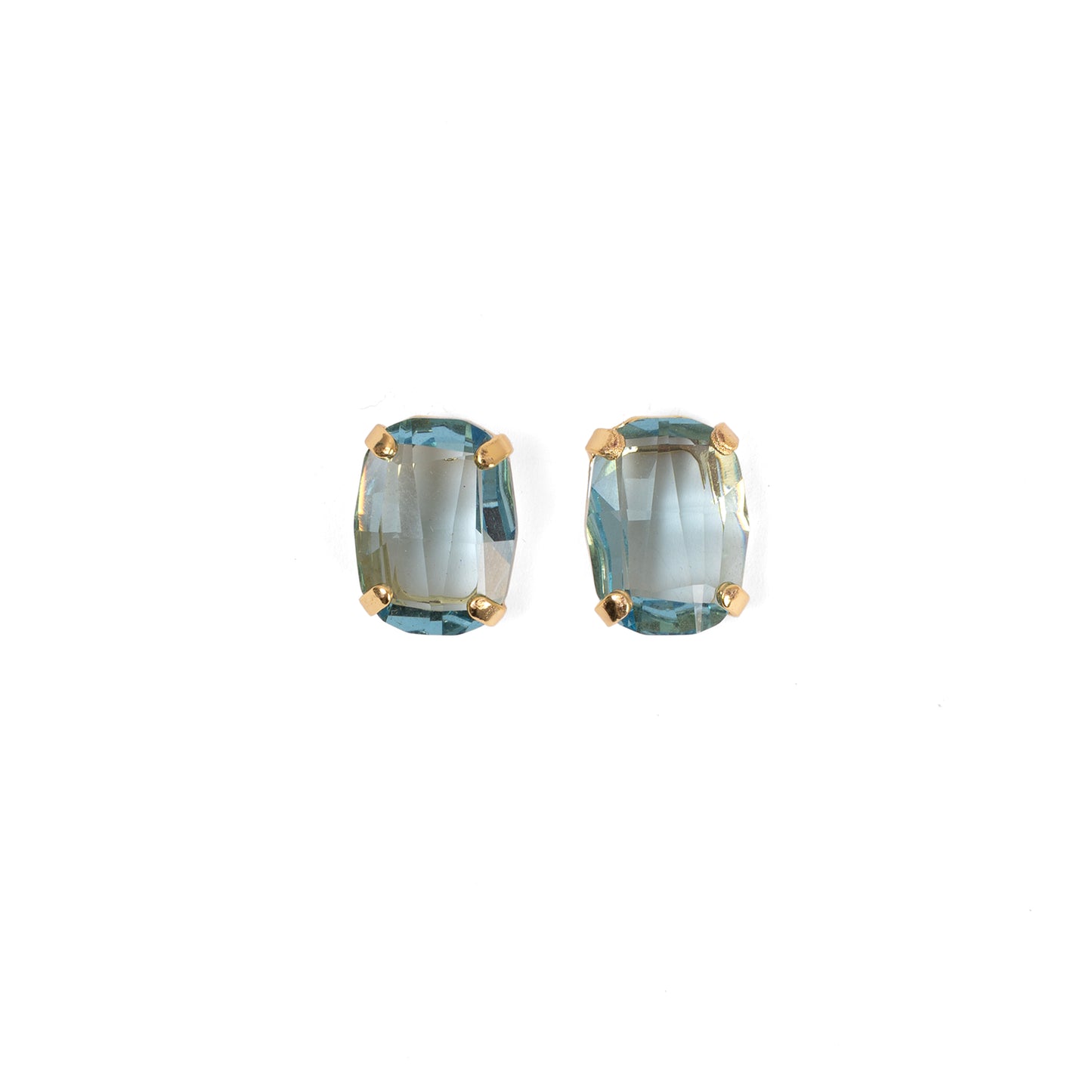 Swarovski Kristal Aqua Marin Rengi Elmas Kesim Vintage Yuvalı Küpe