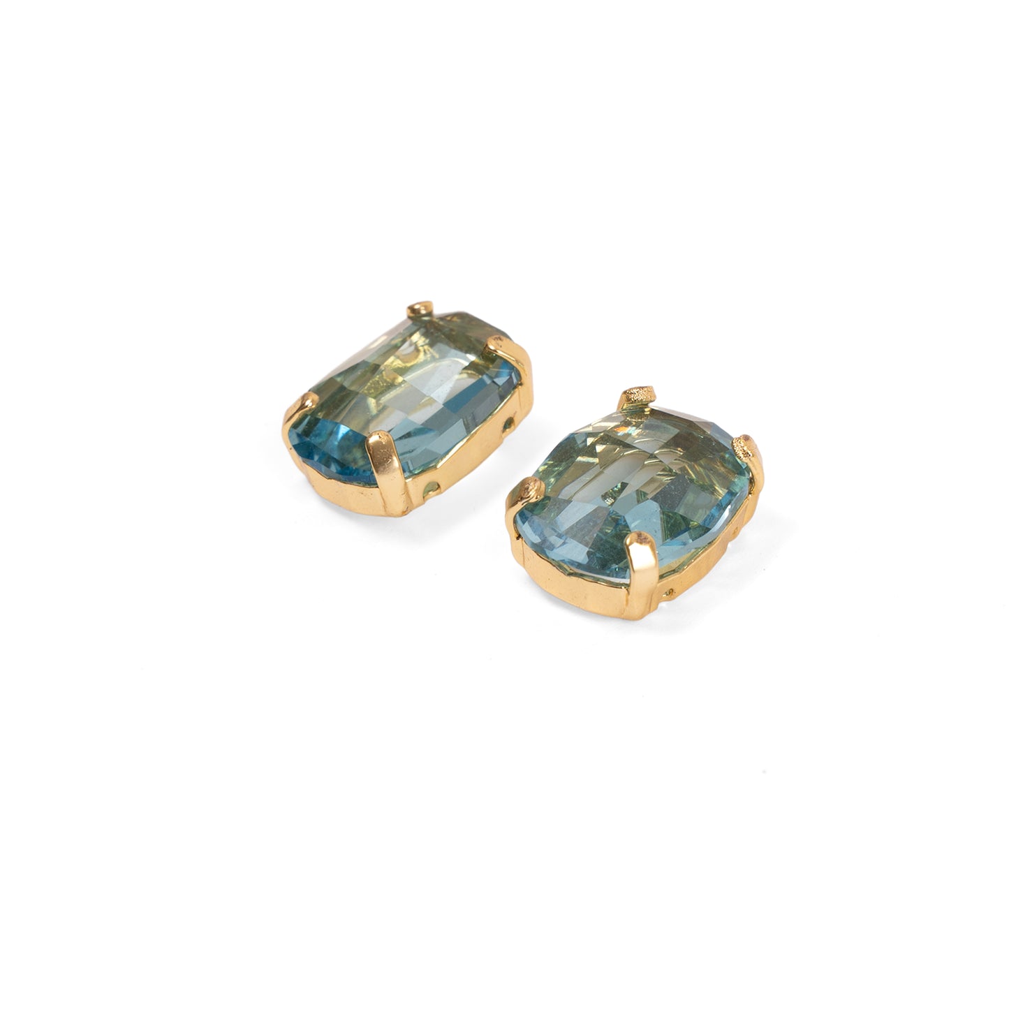 Swarovski Kristal Aqua Marin Rengi Elmas Kesim Vintage Yuvalı Küpe