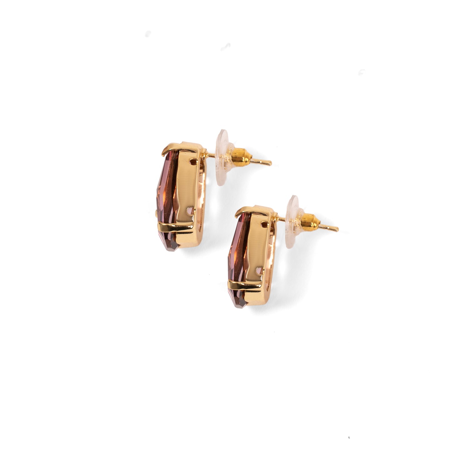 Swarovski Kristal Ametist Rengi Elmas Kesim Vintage Yuvalı Küpe