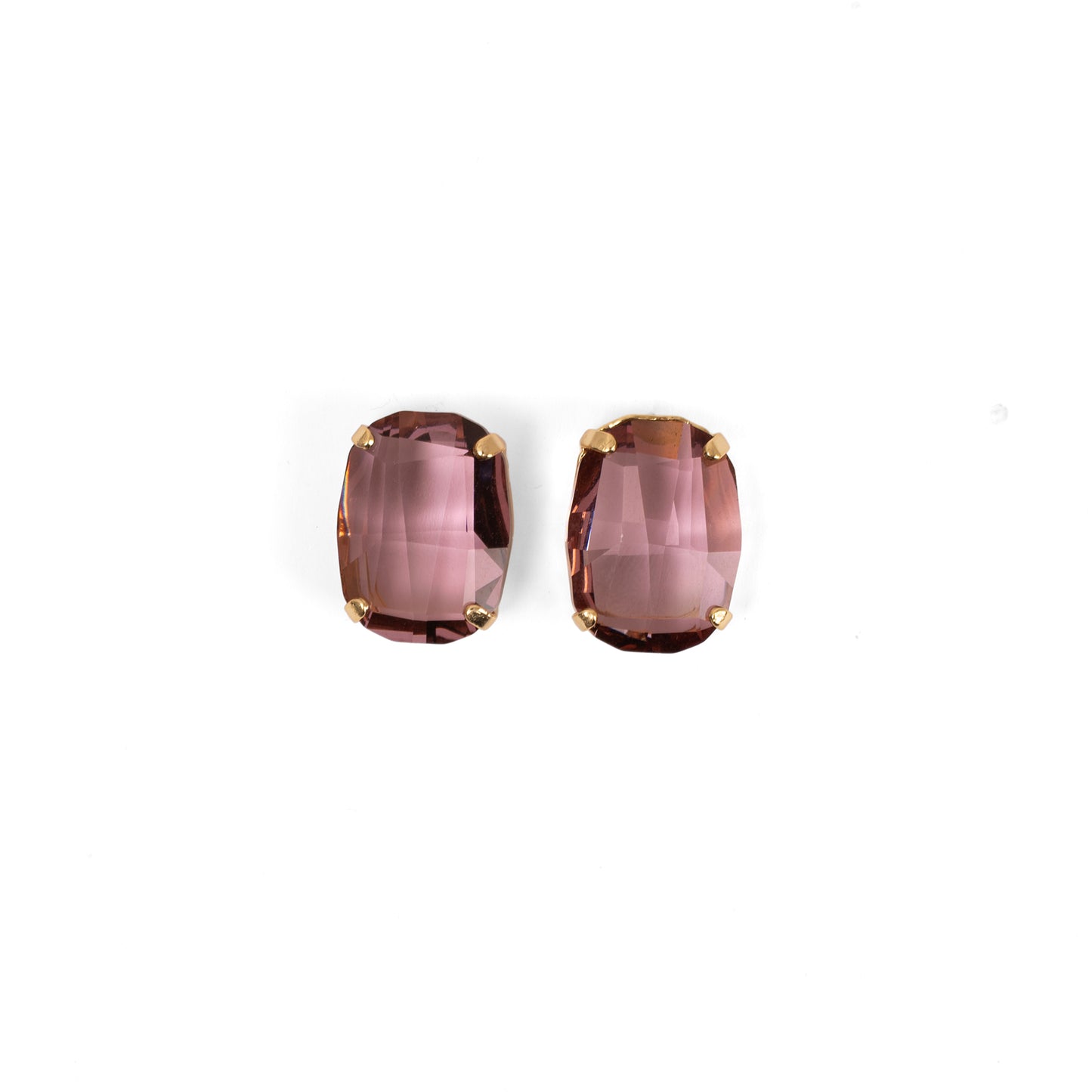 Swarovski Kristal Ametist Rengi Elmas Kesim Vintage Yuvalı Küpe