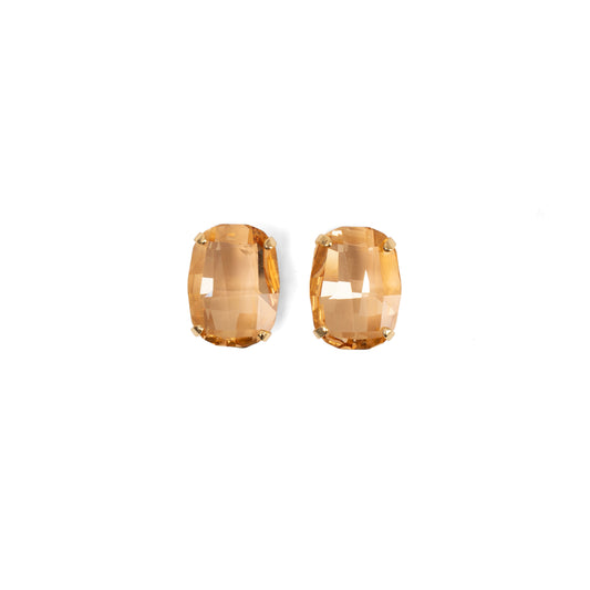 Swarovski Crystal Honey Cushion Cut Crystal Stud Earrings with Vintage Setting