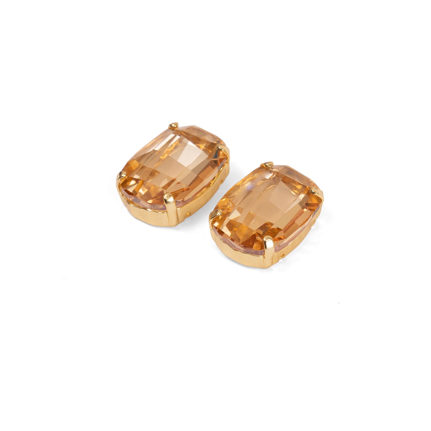 Swarovski Kristal Bal Rengi Elmas Kesim Vintage Küpe