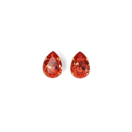 Swarovski Sunset Pink & Orange Cushion Cut Crystal Stud Vintage Setting Earrings