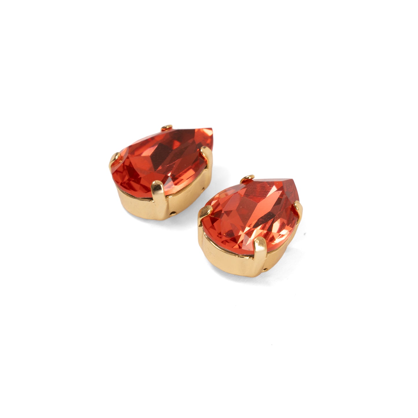 Swarovski Gün Batımı Pembe & Turuncu Elmas Kesim Kristal Vintage Yuvalı Küpe
