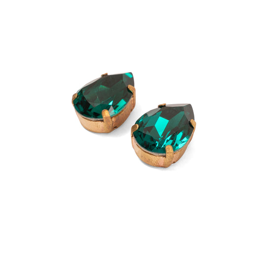 Swarovski Ördek Başı Rengi Kristal Vintage Yuvalı Küpe