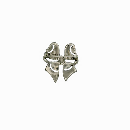 Vintage Marcasite Bow Brooch — 1980s
